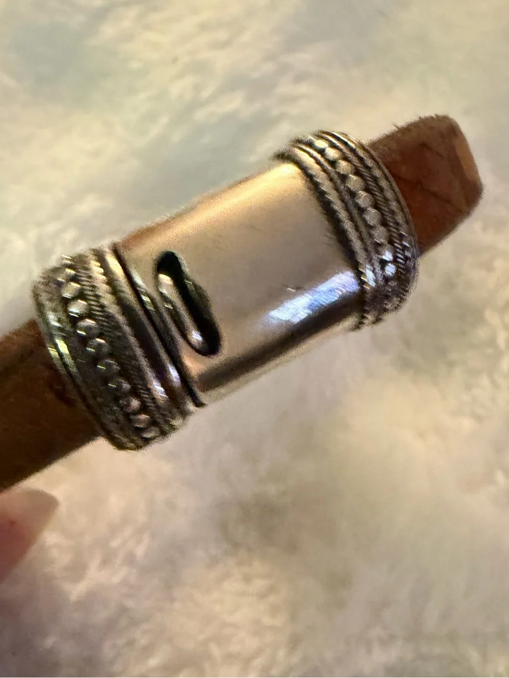 SUNDANCE Classic Brown Leather Bracelet with Silver Accent